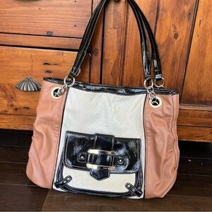 Nine West brown cream / white / black shoulder bag / purse. EUC!